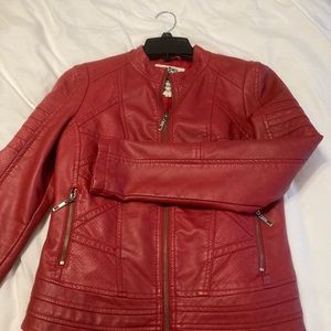 Pleather size small (Come together) red jacket worn once excellent condition